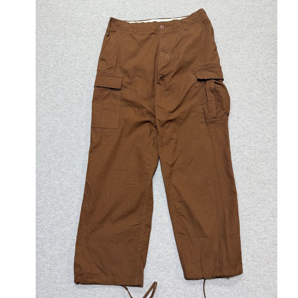 Nike SB Kearny Mens 34 Cargo Skate Brown Ripstop Cargo Pants Baggy Draw Cords